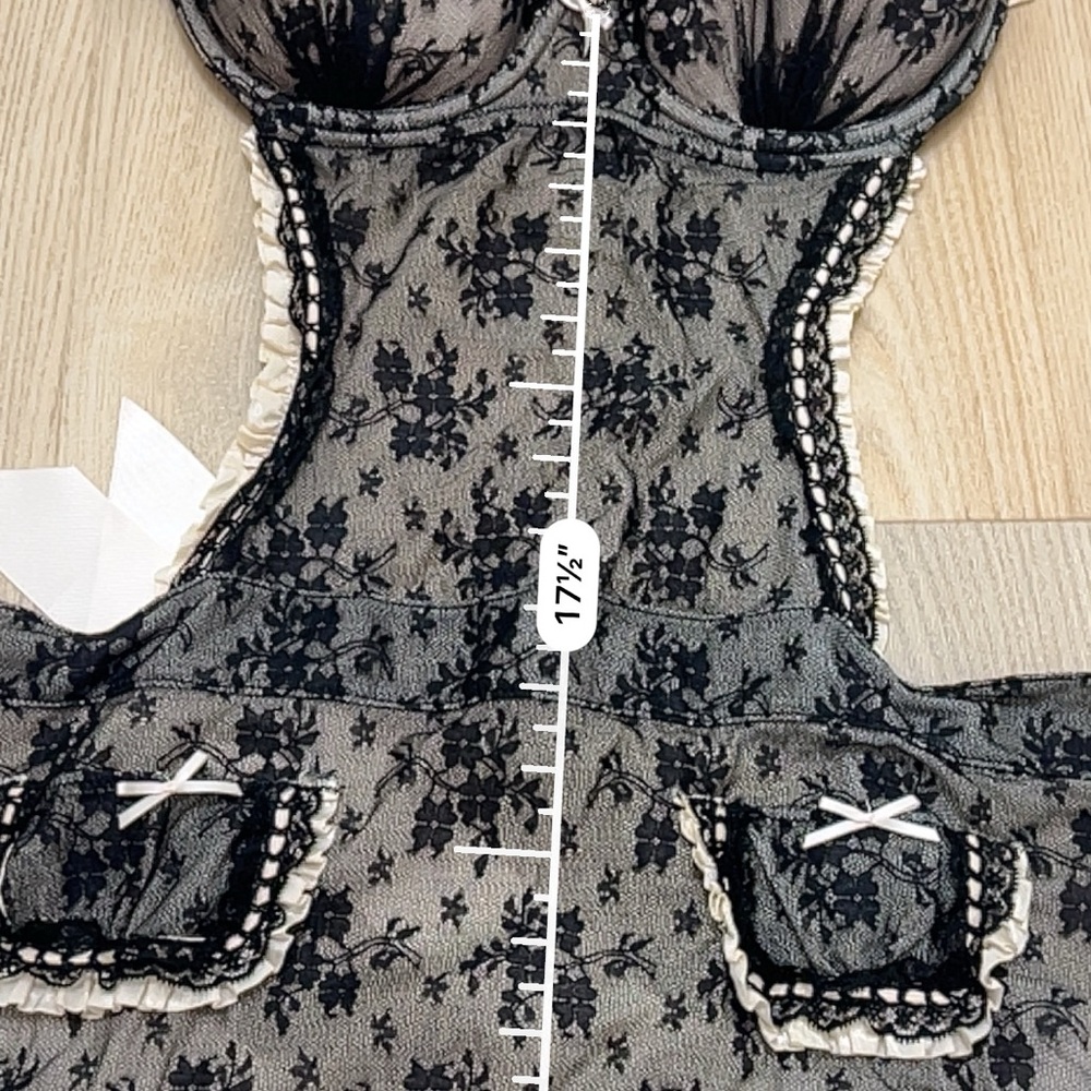 VTG Victoria Secret Sexy Little Things Pink Black Lace French Maid Bra Apron 36C - Picture 6 of 6
